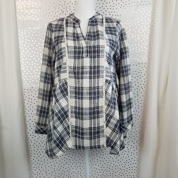 Altar'd State | Plaid and Floral Mixed Media Top - Picture 1 of 7